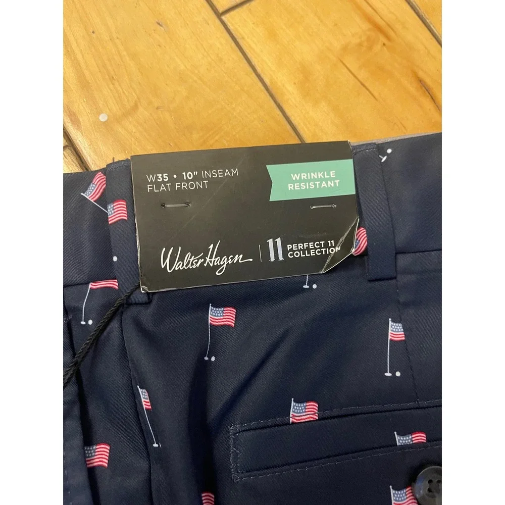 Walter Hagen Mens Golf Shorts Navy American Flag Perfect 11 W35 10in Inseam NWT - Picture 3 of 10